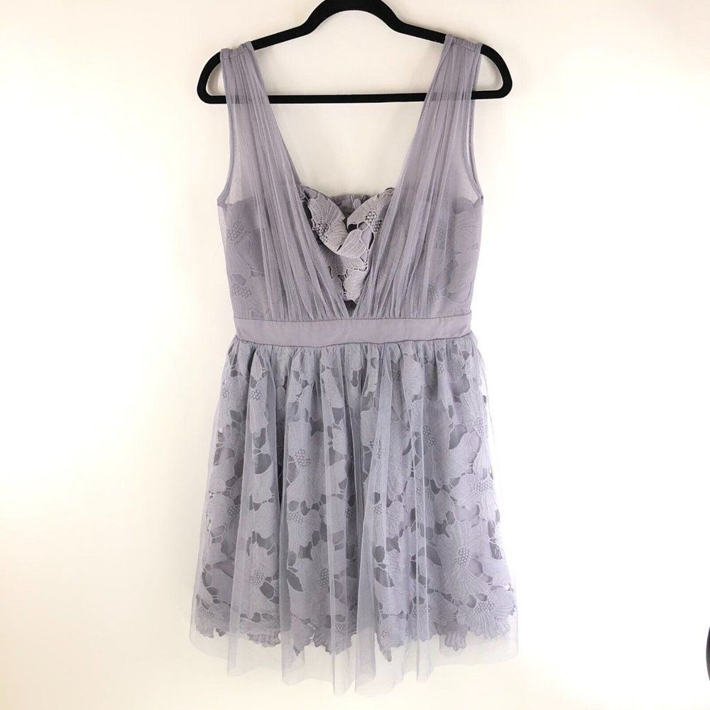 Little Mistress Dress Sleeveless Tulle Crochet Prom A Line Gray Size 8